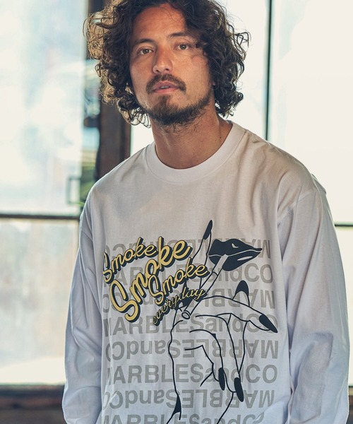 MARBLES（マーブルズ）の「mlt3404-STANDARD LS TEE(SMOKE) Tシャツ（Tシャツ/カットソー・メンズ・チャコール/ホワイト/サックスブルー・S/M/XL/L）」の10枚目の写真