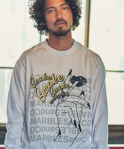 MARBLES（マーブルズ）の「mlt3404-STANDARD LS TEE(SMOKE) Tシャツ（Tシャツ/カットソー・メンズ・チャコール/ホワイト/サックスブルー・S/M/XL/L）」の11枚目の写真