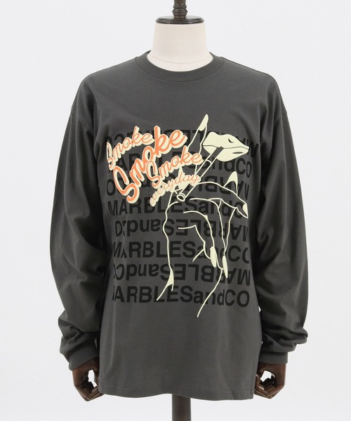 MARBLES（マーブルズ）の「mlt3404-STANDARD LS TEE(SMOKE) Tシャツ（Tシャツ/カットソー・メンズ・チャコール/ホワイト/サックスブルー・S/M/XL/L）」の14枚目の写真