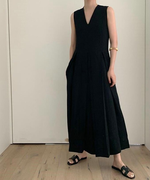 セール Yuga Vネック Aライン ノースリーブ ロングワンピース ワンピース Frp エフアールピー のファッション通販 Zozotown