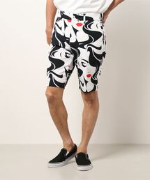 LOUDMOUTH/ラウドマウス ゴルフウェア 総柄 UVカット ストレッチ ひざ上 ショート丈 ハーフパンツ ゴルフパンツ