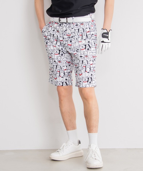 Loudmouth(ラウドマウス)の「LOUDMOUTH/ラウドマウス ゴルフウェア 総柄 UVカット ストレッチ ひざ上 ショート丈 ハーフパンツ ゴルフパンツ(その他パンツ・メンズ・ホワイト×ブラック/ブラック系その他/グリーン系その他/ホワイト×ピンク/イエロー系/ホワイト系その他/その他/レインボー/ブルー系その他・XL/LL/XXL/M/3XL/L)」の4枚目の写真