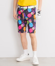 LOUDMOUTH/ラウドマウス ゴルフウェア 総柄 UVカット ストレッチ ひざ上 ショート丈 ハーフパンツ ゴルフパンツ