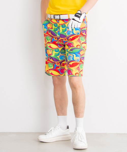 Loudmouth(ラウドマウス)の「LOUDMOUTH/ラウドマウス ゴルフウェア 総柄 UVカット ストレッチ ひざ上 ショート丈 ハーフパンツ ゴルフパンツ(その他パンツ・メンズ・ホワイト×ブラック/ブラック系その他/グリーン系その他/ホワイト×ピンク/イエロー系/ホワイト系その他/その他/レインボー/ブルー系その他・XL/LL/XXL/M/3XL/L)」の9枚目の写真