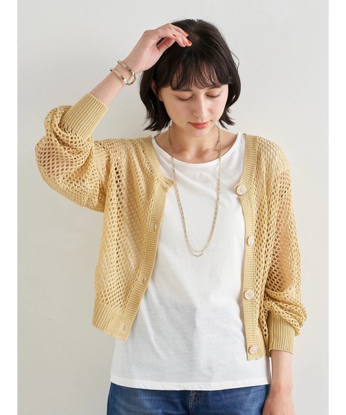 earth music&ecology（アースミュージックアンドエコロジー）の「SET2点ショートメッシュカーディガン+タンクトップ ＊（カーディガン/ボレロ・レディース・イエロー/その他8/ベージュ・FREE）」の16枚目の写真