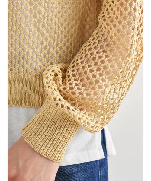 earth music&ecology（アースミュージックアンドエコロジー）の「SET2点ショートメッシュカーディガン+タンクトップ ＊（カーディガン/ボレロ・レディース・イエロー/その他8/ベージュ・FREE）」の4枚目の写真