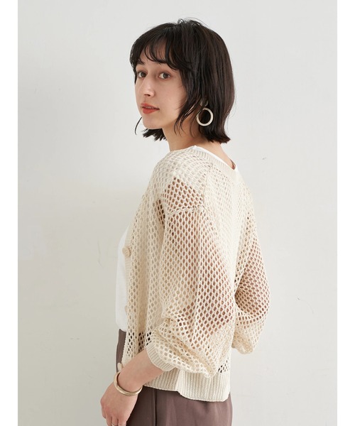 earth music&ecology（アースミュージックアンドエコロジー）の「SET2点ショートメッシュカーディガン+タンクトップ ＊（カーディガン/ボレロ・レディース・イエロー/その他8/ベージュ・FREE）」の10枚目の写真