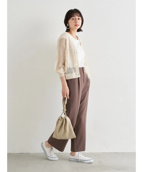 earth music&ecology（アースミュージックアンドエコロジー）の「SET2点ショートメッシュカーディガン+タンクトップ ＊（カーディガン/ボレロ・レディース・イエロー/その他8/ベージュ・FREE）」の22枚目の写真