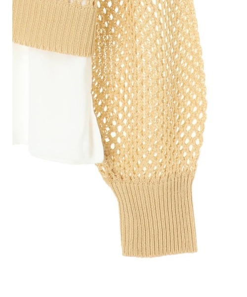 earth music&ecology（アースミュージックアンドエコロジー）の「SET2点ショートメッシュカーディガン+タンクトップ ＊（カーディガン/ボレロ・レディース・イエロー/その他8/ベージュ・FREE）」の11枚目の写真