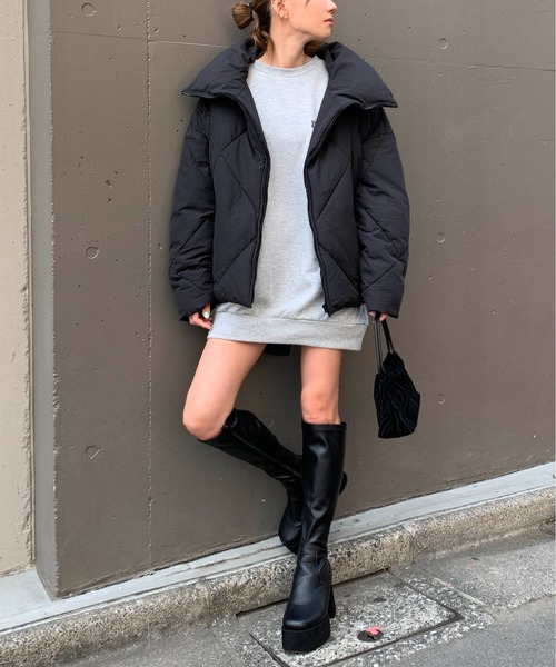 RASVOA（ラスボア）の「ダイヤキルトＢＩＧジャケット（ダウンジャケット/コート・レディース・ブラック/アイボリー/カーキ・FREE）」の20枚目の写真