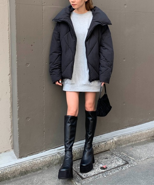 RASVOA（ラスボア）の「ダイヤキルトＢＩＧジャケット（ダウンジャケット/コート・レディース・ブラック/アイボリー/カーキ・FREE）」の21枚目の写真