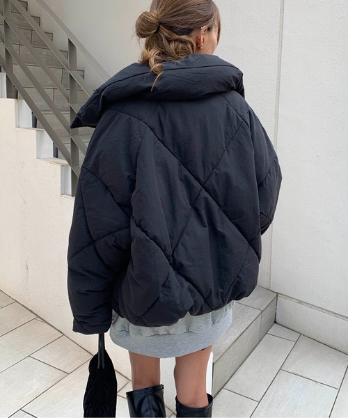 RASVOA（ラスボア）の「ダイヤキルトＢＩＧジャケット（ダウンジャケット/コート・レディース・ブラック/アイボリー/カーキ・FREE）」の6枚目の写真