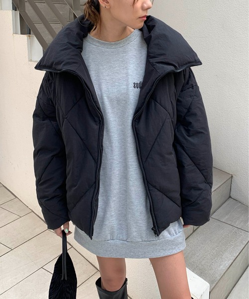 RASVOA（ラスボア）の「ダイヤキルトＢＩＧジャケット（ダウンジャケット/コート・レディース・ブラック/アイボリー/カーキ・FREE）」の4枚目の写真