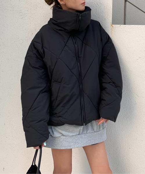 RASVOA（ラスボア）の「ダイヤキルトＢＩＧジャケット（ダウンジャケット/コート・レディース・ブラック/アイボリー/カーキ・FREE）」の7枚目の写真