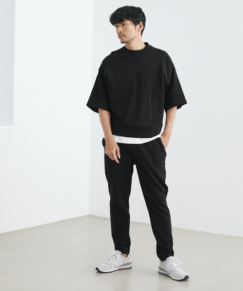 Loungewear tokyo（ラウンジウェアトウキョウ）の「【ラウンジウェアセットアップ】リラクシング半袖スウェット×テーパードダーツアンクルスウェットパンツ ワンマイルウェア（ルームウェア/パジャマ・メンズ・アイボリー/ブラック/グレイッシュベージュ/ネイビー/サックスブルー/ライトグレー・L/XL/M）」の12枚目の写真