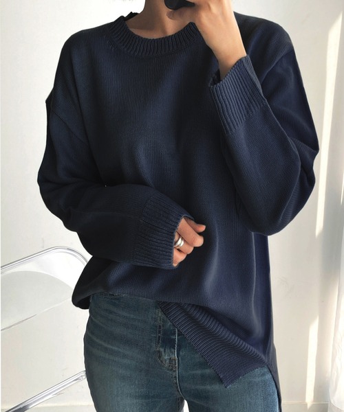 fd style（エフディ スタイル）の「【Chuzchuz】パーソナルラウンドVネックニット（ニット/セーター・レディース・スカイブルー/ベージュ/ネイビー/ピンク/アイボリー/ミント/パープル系その他・FREE）」の6枚目の写真