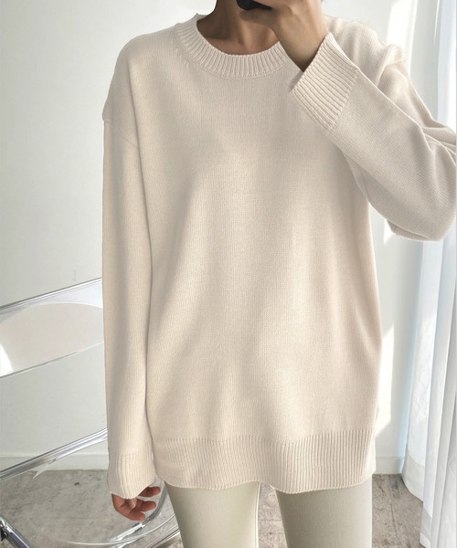 fd style（エフディ スタイル）の「【Chuzchuz】パーソナルラウンドVネックニット（ニット/セーター・レディース・スカイブルー/ベージュ/ネイビー/ピンク/アイボリー/ミント/パープル系その他・FREE）」の2枚目の写真