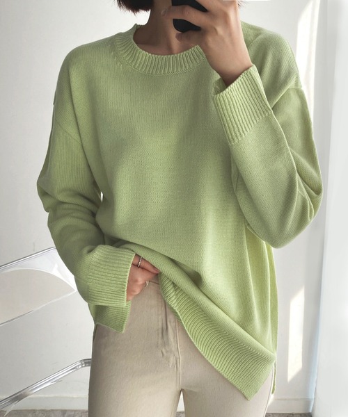 fd style（エフディ スタイル）の「【Chuzchuz】パーソナルラウンドVネックニット（ニット/セーター・レディース・スカイブルー/ベージュ/ネイビー/ピンク/アイボリー/ミント/パープル系その他・FREE）」の4枚目の写真