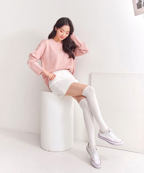 fd style（エフディ スタイル）の「【Chuzchuz】パーソナルラウンドVネックニット（ニット/セーター・レディース・スカイブルー/ベージュ/ネイビー/ピンク/アイボリー/ミント/パープル系その他・FREE）」の8枚目の写真