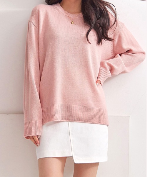 fd style（エフディ スタイル）の「【Chuzchuz】パーソナルラウンドVネックニット（ニット/セーター・レディース・スカイブルー/ベージュ/ネイビー/ピンク/アイボリー/ミント/パープル系その他・FREE）」の9枚目の写真