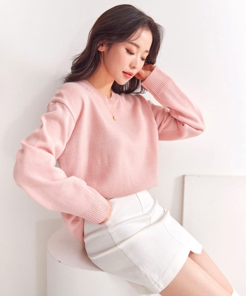 fd style（エフディ スタイル）の「【Chuzchuz】パーソナルラウンドVネックニット（ニット/セーター・レディース・スカイブルー/ベージュ/ネイビー/ピンク/アイボリー/ミント/パープル系その他・FREE）」の13枚目の写真