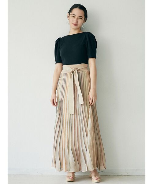 LAGUNAMOON（ラグナムーン）の「タックスリーブテレコトップス（Tシャツ/カットソー・レディース・ブラック/ベージュ/パープル・FREE）」の6枚目の写真