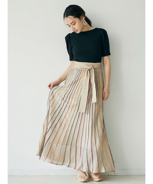 LAGUNAMOON（ラグナムーン）の「タックスリーブテレコトップス（Tシャツ/カットソー・レディース・ブラック/ベージュ/パープル・FREE）」の9枚目の写真