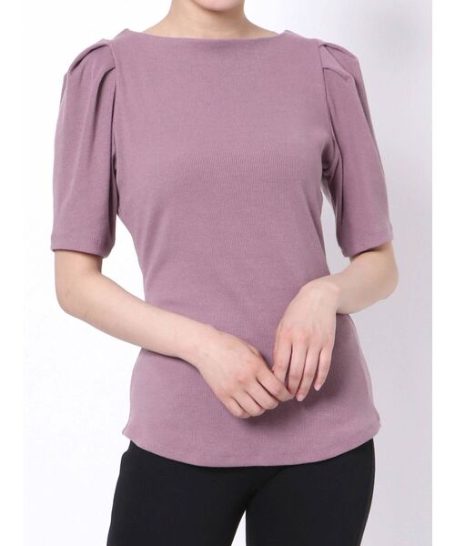 LAGUNAMOON（ラグナムーン）の「タックスリーブテレコトップス（Tシャツ/カットソー・レディース・ブラック/ベージュ/パープル・FREE）」の14枚目の写真