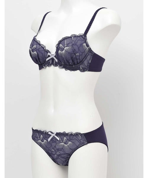AMPHI（アンフィ）の「【ブラ＆ショーツ セット】大花モチーフ×レース B-Dcup（ブラ&ショーツ・レディース・ライトグレー/ライトピンク/ダークブルー/ブラウン/アイボリー/ナチュラル/ライトオリーブ/ホワイト・B65/B70/C70/D70/B75/C65/C75/D65/D75）」の15枚目の写真