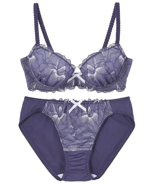 AMPHI（アンフィ）の「【ブラ＆ショーツ セット】大花モチーフ×レース B-Dcup（ブラ&ショーツ・レディース・ライトグレー/ライトピンク/ダークブルー/ブラウン/アイボリー/ナチュラル/ライトオリーブ/ホワイト・B65/B70/C70/D70/B75/C65/C75/D65/D75）」の20枚目の写真