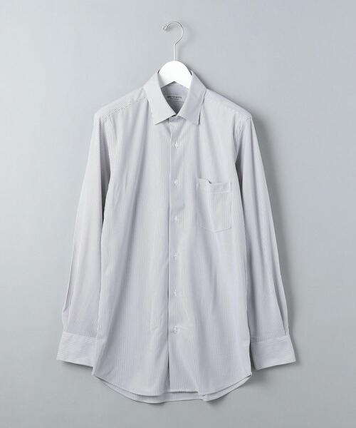 WORK TRIP OUTFITS GREEN LABEL RELAXING(ワークトリップアウトフィッツグリーンレーベル リラクシング)の「<WORK TRIP OUTFITS GREEN LABEL RELAXING> トリコット ストライプ スナップダウンカラー スリム シャツ(シャツ/ブラウス・メンズ・ライトグレー/コバルトブルー・MEDIUM/SMALL/LARGE/X-LARGE)」の1枚目の写真