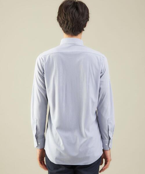 WORK TRIP OUTFITS GREEN LABEL RELAXING(ワークトリップアウトフィッツグリーンレーベル リラクシング)の「<WORK TRIP OUTFITS GREEN LABEL RELAXING> トリコット ストライプ スナップダウンカラー スリム シャツ(シャツ/ブラウス・メンズ・ライトグレー/コバルトブルー・MEDIUM/SMALL/LARGE/X-LARGE)」の6枚目の写真