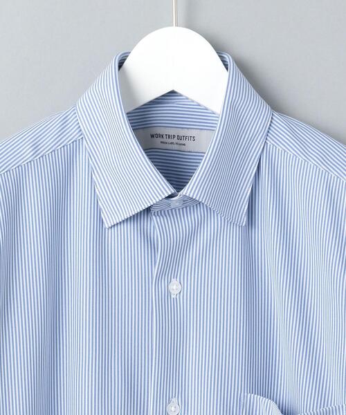 WORK TRIP OUTFITS GREEN LABEL RELAXING(ワークトリップアウトフィッツグリーンレーベル リラクシング)の「<WORK TRIP OUTFITS GREEN LABEL RELAXING> トリコット ストライプ スナップダウンカラー スリム シャツ(シャツ/ブラウス・メンズ・ライトグレー/コバルトブルー・MEDIUM/SMALL/LARGE/X-LARGE)」の7枚目の写真