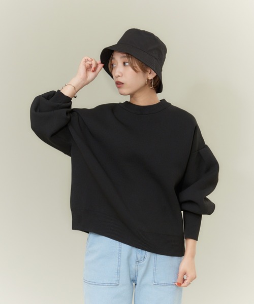 NOMINE（ノミネ）の「【新色登場】ラメプレーティングボリュームスリーブニット（ニット/セーター・レディース・ブラック/ベージュ/ブラウン/モスグリーン/アイボリー/ネイビー/キャメル/ブラック系その他・フリー）」の3枚目の写真