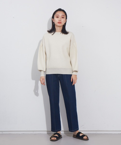 NOMINE（ノミネ）の「【新色登場】ラメプレーティングボリュームスリーブニット（ニット/セーター・レディース・ブラック/ベージュ/ブラウン/モスグリーン/アイボリー/ネイビー/キャメル/ブラック系その他・フリー）」の11枚目の写真