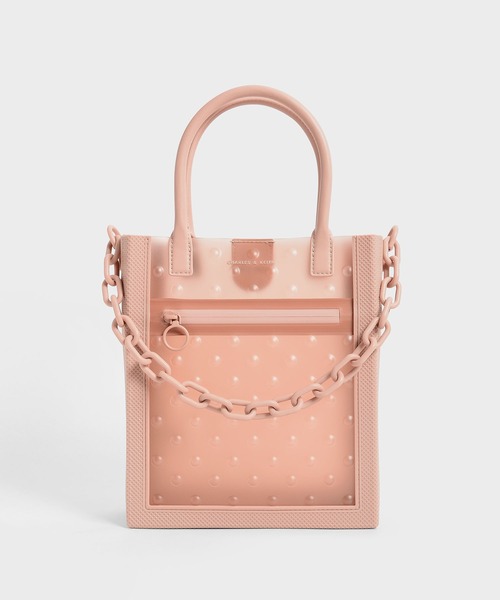 CHARLES & KEITH(チャールズ & キース)の「チェーンリンク トートバッグ / Chain Link Tote Bag(トートバッグ・レディース・ホワイト/ネイビー/ライム/ベビーピンク・M)」の4枚目の写真