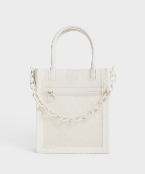 CHARLES & KEITH(チャールズ & キース)の「チェーンリンク トートバッグ / Chain Link Tote Bag(トートバッグ・レディース・ホワイト/ネイビー/ライム/ベビーピンク・M)」の1枚目の写真