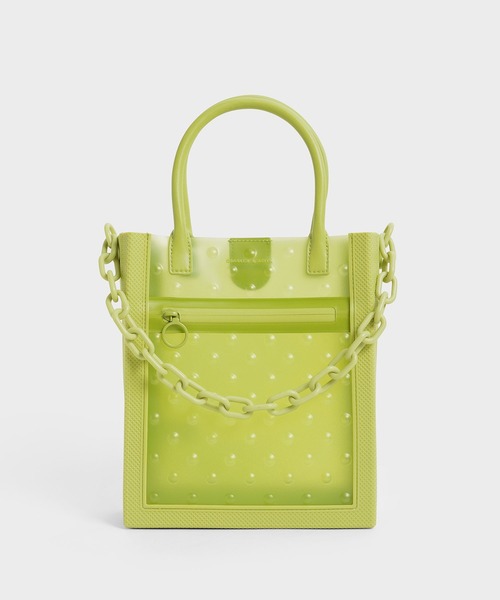 CHARLES & KEITH(チャールズ & キース)の「チェーンリンク トートバッグ / Chain Link Tote Bag(トートバッグ・レディース・ホワイト/ネイビー/ライム/ベビーピンク・M)」の2枚目の写真