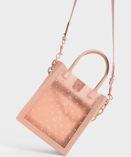 CHARLES & KEITH(チャールズ & キース)の「チェーンリンク トートバッグ / Chain Link Tote Bag(トートバッグ・レディース・ホワイト/ネイビー/ライム/ベビーピンク・M)」の7枚目の写真
