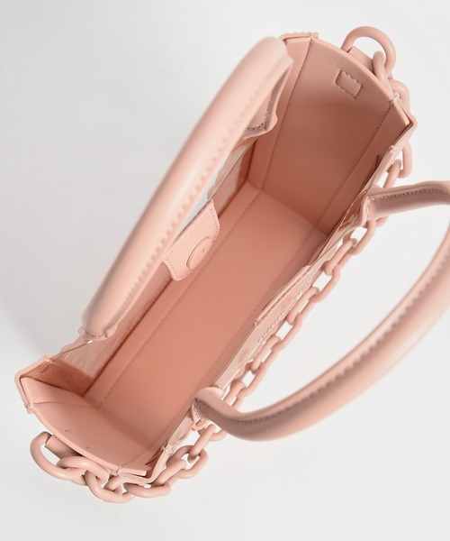 CHARLES & KEITH(チャールズ & キース)の「チェーンリンク トートバッグ / Chain Link Tote Bag(トートバッグ・レディース・ホワイト/ネイビー/ライム/ベビーピンク・M)」の5枚目の写真