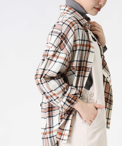 HONEYSUCKLE ROSE（ハニーサックルローズ）の「【HONEYSUCKLE ROSE】ネルチェックシャツ（シャツ/ブラウス・レディース・イエロー/ネイビー/グレー/ホワイト×イエロー/ワイン/ホワイト×ブルー・L/M）」の3枚目の写真