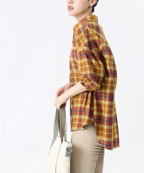 HONEYSUCKLE ROSE（ハニーサックルローズ）の「【HONEYSUCKLE ROSE】ネルチェックシャツ（シャツ/ブラウス・レディース・イエロー/ネイビー/グレー/ホワイト×イエロー/ワイン/ホワイト×ブルー・L/M）」の12枚目の写真