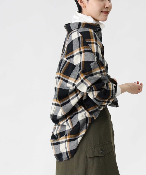 HONEYSUCKLE ROSE（ハニーサックルローズ）の「【HONEYSUCKLE ROSE】ネルチェックシャツ（シャツ/ブラウス・レディース・イエロー/ネイビー/グレー/ホワイト×イエロー/ワイン/ホワイト×ブルー・L/M）」の10枚目の写真