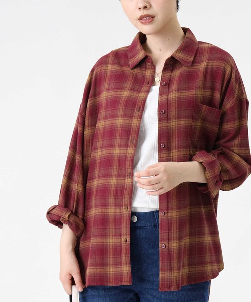 HONEYSUCKLE ROSE（ハニーサックルローズ）の「【HONEYSUCKLE ROSE】ネルチェックシャツ（シャツ/ブラウス・レディース・イエロー/ネイビー/グレー/ホワイト×イエロー/ワイン/ホワイト×ブルー・L/M）」の15枚目の写真