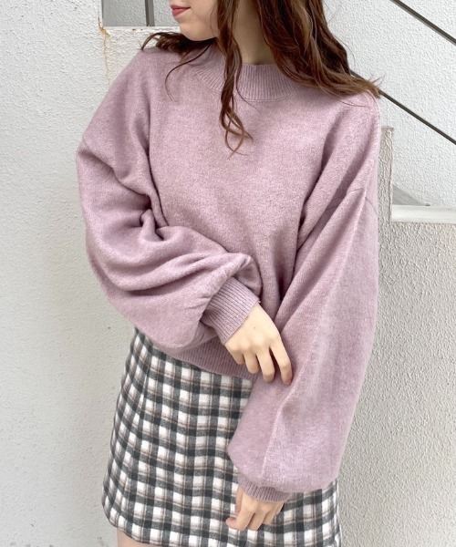 OLIVE des OLIVE(オリーブデオリーブ)の「ハイネックマシュマロニット(ニット/セーター・レディース・ミント/サックスブルー/ベージュ/ライトグレー/ラベンダー/オフホワイト/ピンク・FREE)」の1枚目の写真