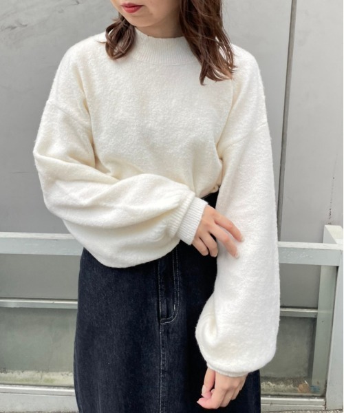 OLIVE des OLIVE(オリーブデオリーブ)の「ハイネックマシュマロニット(ニット/セーター・レディース・ミント/サックスブルー/ベージュ/ライトグレー/ラベンダー/オフホワイト/ピンク・FREE)」の8枚目の写真