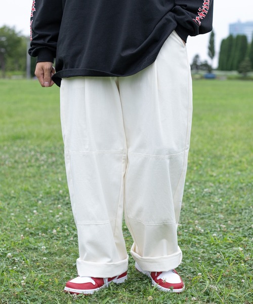 kutir（クティール）の「ワイドタックチノパンツ（チノパンツ・メンズ・ホワイト/ライトブルー/イエロー/ダークグリーン・SMALL/MEDIUM/LARGE）」の2枚目の写真