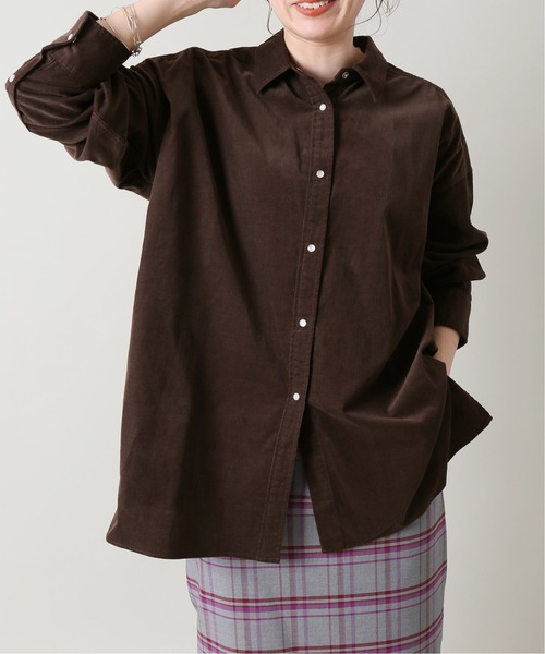 IENA（イエナ）の「ミジンコールシャツ◆（シャツ/ブラウス・レディース・ホワイト/ネイビー/ブラウン・38/36）」の2枚目の写真