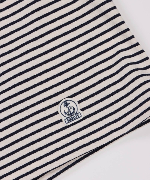 FIDELITY（フィデリティ）の「BORDER MOCK NECK / ボーダーシャツモックネック（Tシャツ/カットソー・メンズ・キナリ/カーキ/ネイビー/ベージュ・MEDIUM/LARGE）」の13枚目の写真