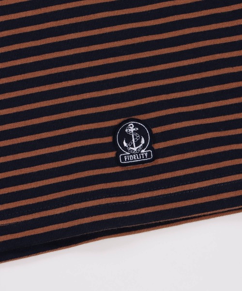 FIDELITY（フィデリティ）の「BORDER MOCK NECK / ボーダーシャツモックネック（Tシャツ/カットソー・メンズ・キナリ/カーキ/ネイビー/ベージュ・MEDIUM/LARGE）」の14枚目の写真
